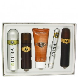 Cuba Gold by Fragluxe Gift Set - 3.3 oz EDT Spray + 3.3 oz After Shave Spray + 6.7 oz Body Deodorant Spray + 6.7 oz Shower Gel + 1.17 oz EDT Spray for Men