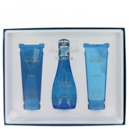 COOL WATER by Davidoff 3pcs Gift Set - 3.4 oz Eau De Toilette Spray + 2.5 oz Body Lotion + 2.5 oz Shower Breeze for Women