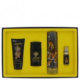 Ed Hardy by Christian Audigier Gift Set - 3.4 oz Eau DeToilette Spray + .25 oz Mni EDT Spray + 3 oz Shower Gel + 2.75 oz Deodorant Stick for Men