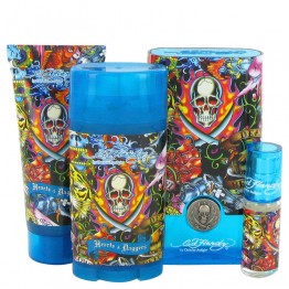 Ed Hardy Hearts & Daggers by Christian Audigier Gift Set - 3.4 oz EDT Spray + 3 oz Shower Gel + 2.75 oz Deodorant Stick + .25 oz Mini EDT Spray for Men