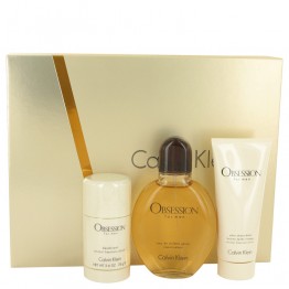 OBSESSION by Calvin Klein 3pcs Gift Set - 4 oz Eau De Toilette Spray + 3.4 oz After Shave Balm + 2.6 oz Deodorant Stick for Men