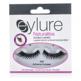 Eylure Naturalites False Lashes - 206 Double Lashes Black (Adhesive Included) 1pair