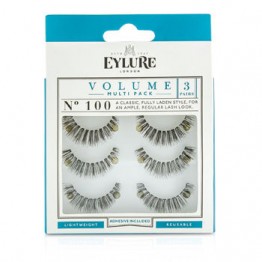 Eylure Volume False Lashes Multipack - 100 Black (Adhesive Included) 3pairs