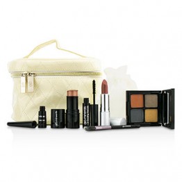 GloMinerals Keepsake Collection Train Case (Color Stick+Mini Mascara+Eye Shadow Quad+Eyeliner+Lipstick+Mini Eye Brush+Case) 6pcs+1case