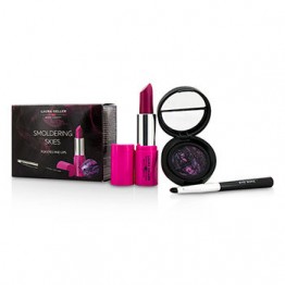 Laura Geller Smoldering Skies: 1x Eye Rimz Baked Wet/Dry Eye Accents 1.2g/0.042oz, 1x Technicolor Lipstick 3.5g/0.12oz, 1x Eye Rimz Brush 3pcs
