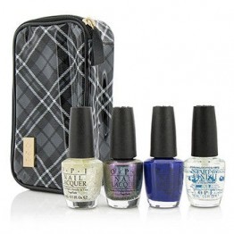 O.P.I Plaid About You Set: 3x Nail Lacquers, 1x Base Coat, 1x Case 4pcs+1bag