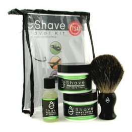 EShave Verbena Lime Travel Kit: Pre Shave Oil + Shave Cream + After Shave Smoother + Brush + TSA Bag 4pcs+1bag
