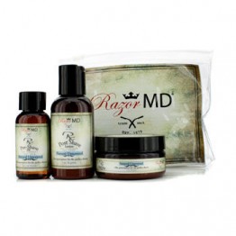 Razor MD RX Shave Trio (Natural Unscented): Post Shave Lotion 60ml + Pre Shave Oil 30ml + Shave Cream 60ml 3pcs