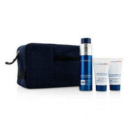 Clarins Clarinsmen Energizing Experts Set: Revitalizing Gel 50ml + Shampoo & Shower 30ml + Active Face Wash 30ml + Bag 3pcs+1bag