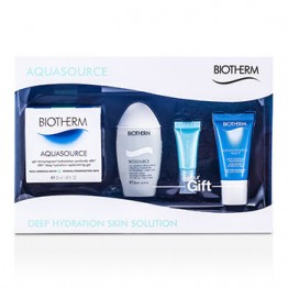 Biotherm Aquasource Set: High Density Hydrating Jelly + Eye Perfection + Cleansing Micellar Water + Deep Hydration Replenishing Gel 250ml/8.3oz