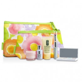 Clinique Travel Set: DDML+ + Moisture Surge + Laser Focus + Eye Shadow Quad #03, 20, 23, 38 + Mascara & Lipstick #43 + 2xBag 5pcs+2bags