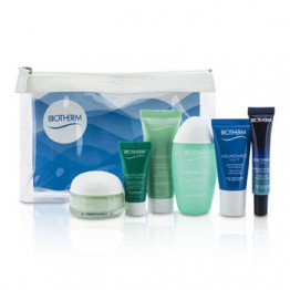 Biotherm Travel Set: Blue Therapy Serum + Aquasource Cream + Cleanser + Toning Lotion + Nuit Jelly + Deep Serum + Bag 250ml/8.3oz