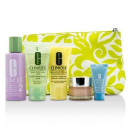 Clinique Travel Set: Facial Soap + Clarifying Lotion #2 + DDML+ + Moisture Surge + Turnaround Concentrate + Bag 250ml/8.3oz