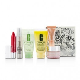 Clinique Travel Set: Facial Soap 30ml + DDML+ 30ml + Moisture Surge Intense 15ml + Smart Serum 10ml +Eye Serum 5ml + Chubby Stick #05 250ml/8.3oz